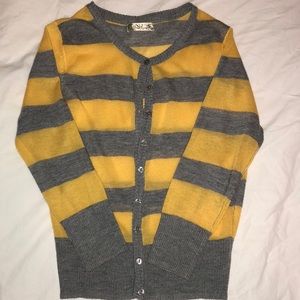 Striped 3/4 Sleeve Cardigan